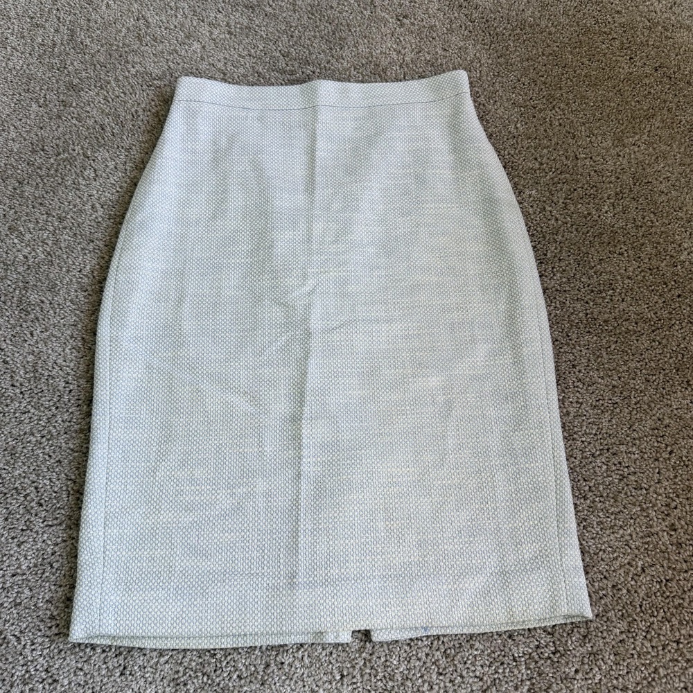 Ann Taylor Blue Textured Pencil Skirt Womens 0 Lined Stretch Workwear Office